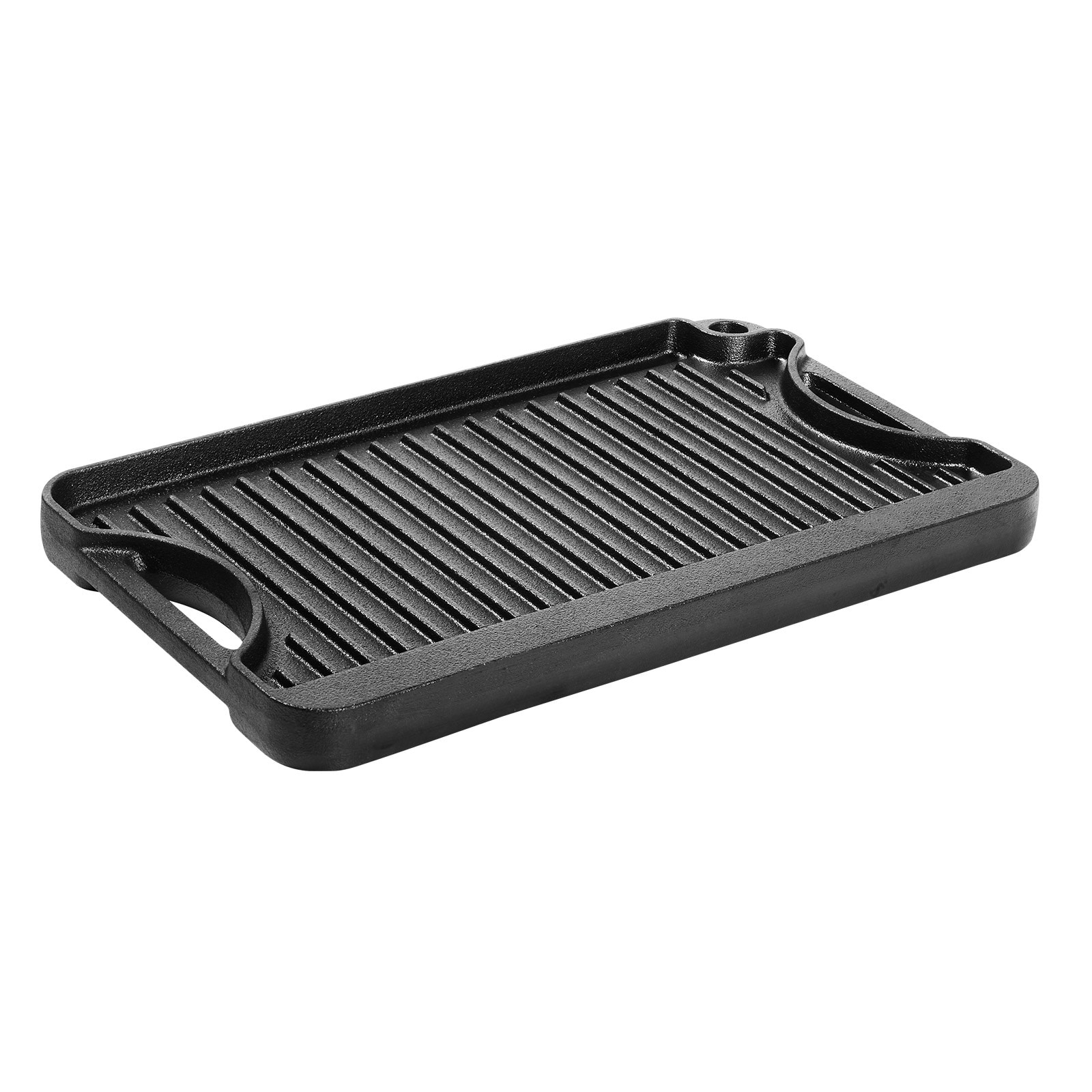 Cast Iron Reversible Bbq Grill Griddle Pre-seasoned Pan Black_voghion.com